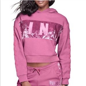 PINK Velvet Stripe Pullover Set